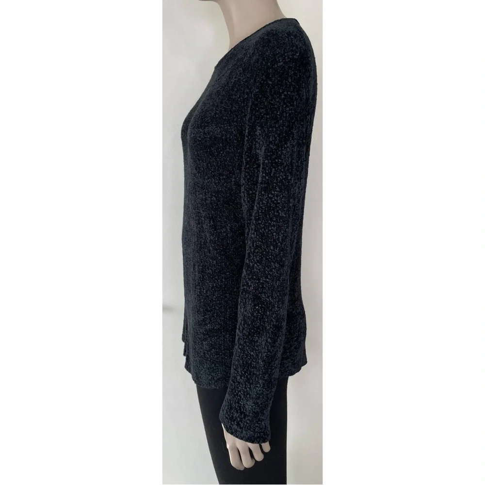 Eileen Fisher Black & Blue Boucle Knit Sweater